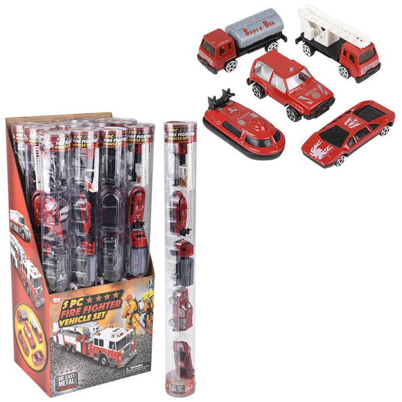 5PC DIE-CAST FIRE FIGHTER VEHICLE TUBE SET