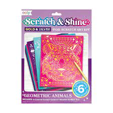 Scratch & Shine: Foil Scratch Art Kit - Geo Animals