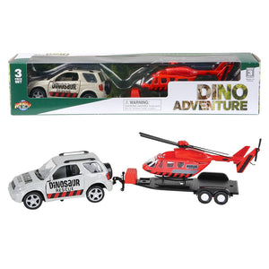 DINOSAUR 4X4 WITH TRAILER  AND HELICOPTER